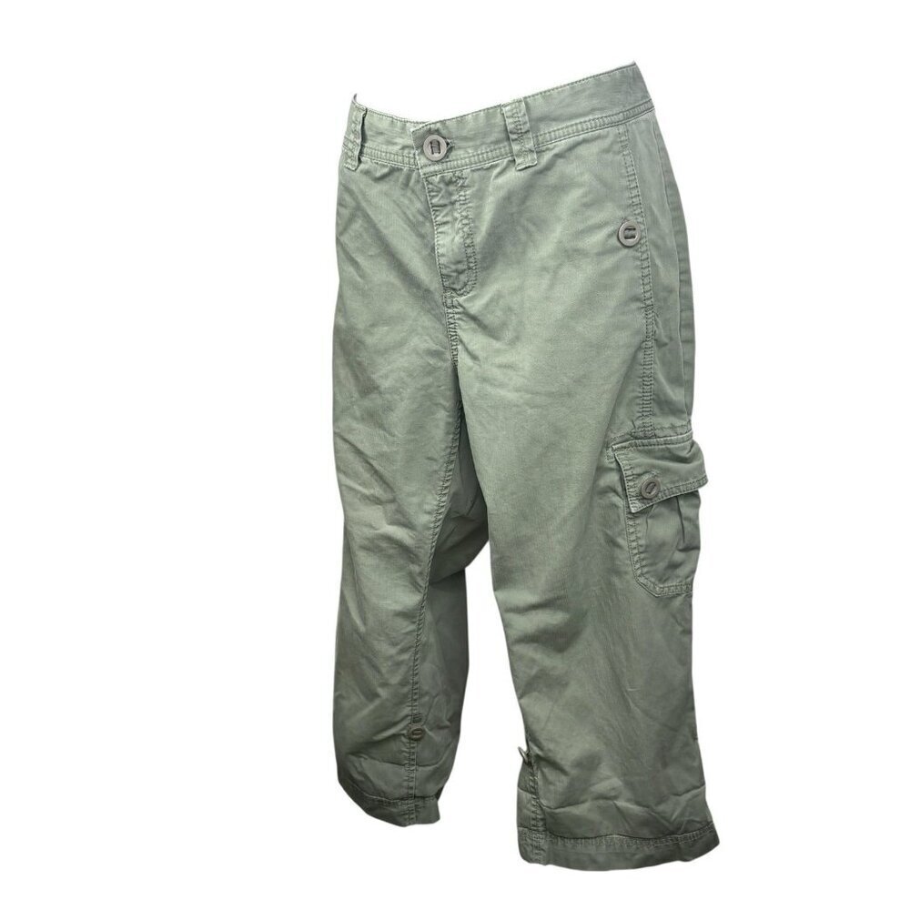 Y2K Spring Cargo Capri Pants Eddie Bauer Cropped Cotton Pockets Women’s 10 Green